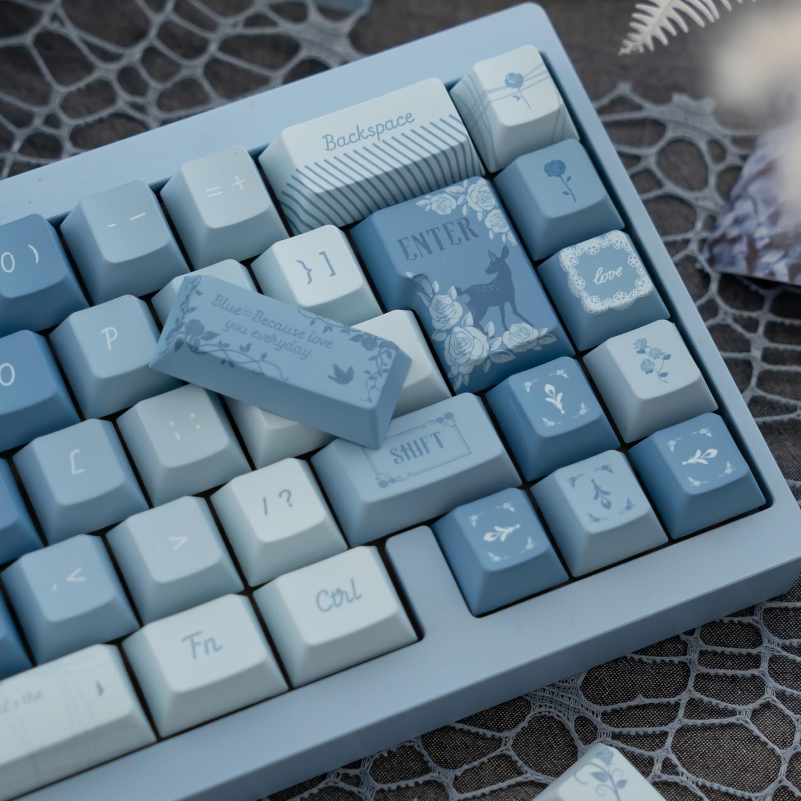 Amazon.co.jp: 152 キー Blue Rose Keycaps PBT Dye Sub